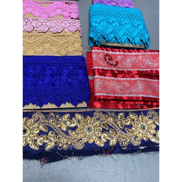 24 yds 15" Assorted Lace & Trim Fabric Bundle - Various Colors & Patterns - Picture 4 of 16